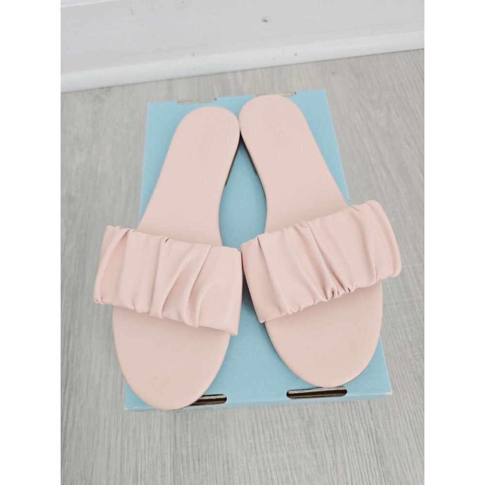 J Crew Menorca Scrunchie Strap Blush Pink Leather Slip On Slides Sandals 8.5 - Picture 2 of 6